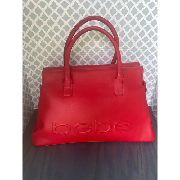 Bebe Red Faux Leather Hand Bag Pre-Loved - Picture 1 of 13